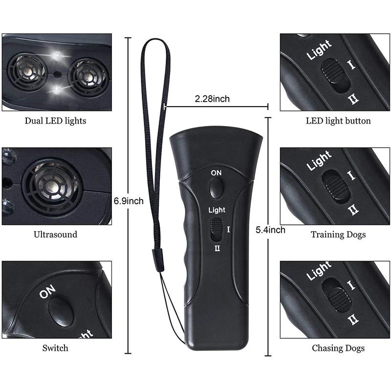 Pet Dog Repeller Anti Barking Stop Bark Training Device Trainer LED Ultrasonic Anti Barking Ultrasonic Without Battery image 6