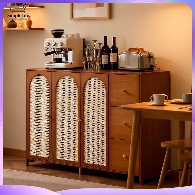 Wall Mounted Dining Side Cabinet Tea Cupboard Storage Cabinet for Living Room Kitchen Home Organizer with Shelves and Doors