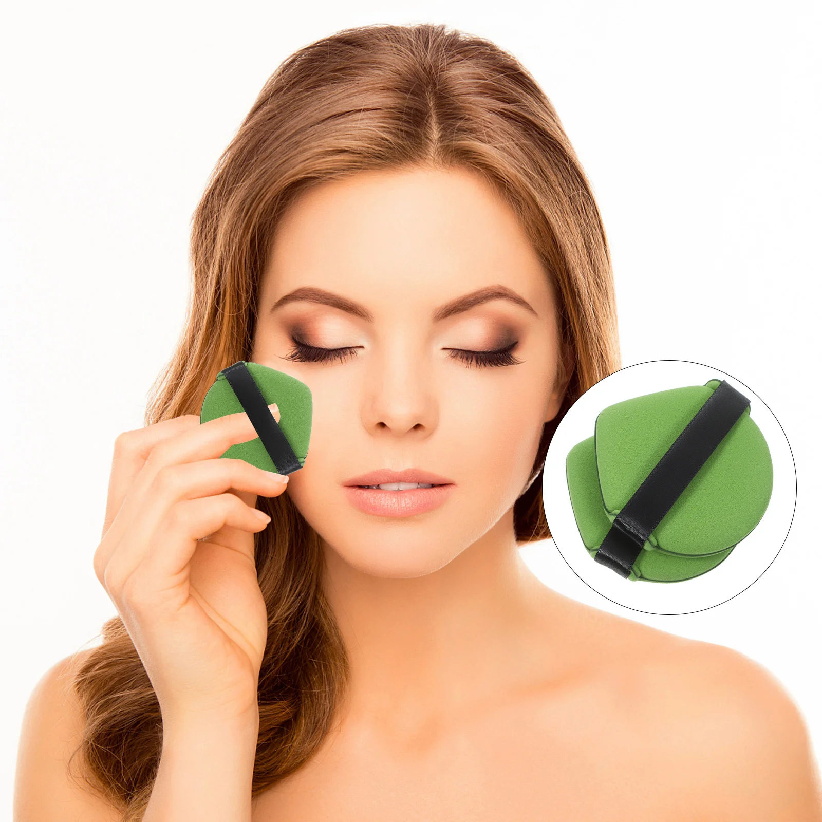 Esponja de maquiagem em pó para base, 2 peças, mistura de pele sensível, ferramentas cosméticas compactas, sopro de pó facial