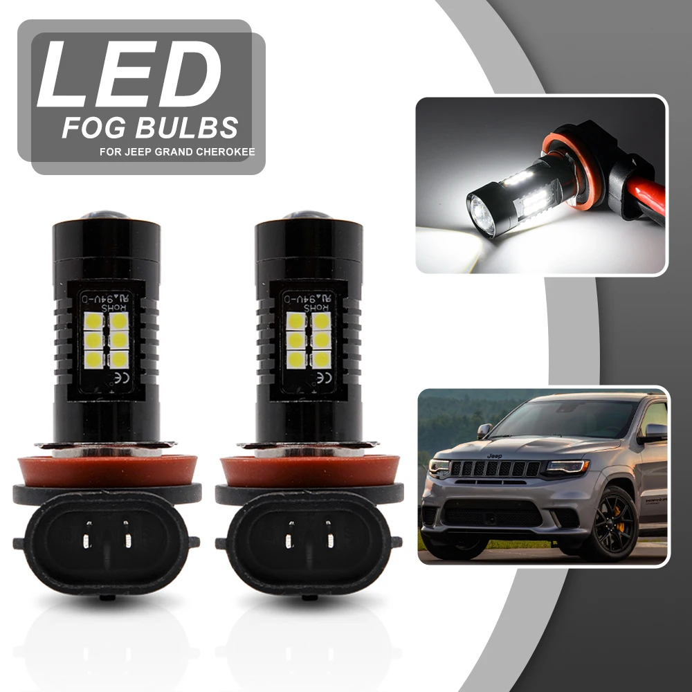 Fit For Jeep Grand Cherokee WK2 2014 2015 2016 2017 2018 2019 2020 Front Bumper Canbus Full White LED Driving Fog Light Bulbs