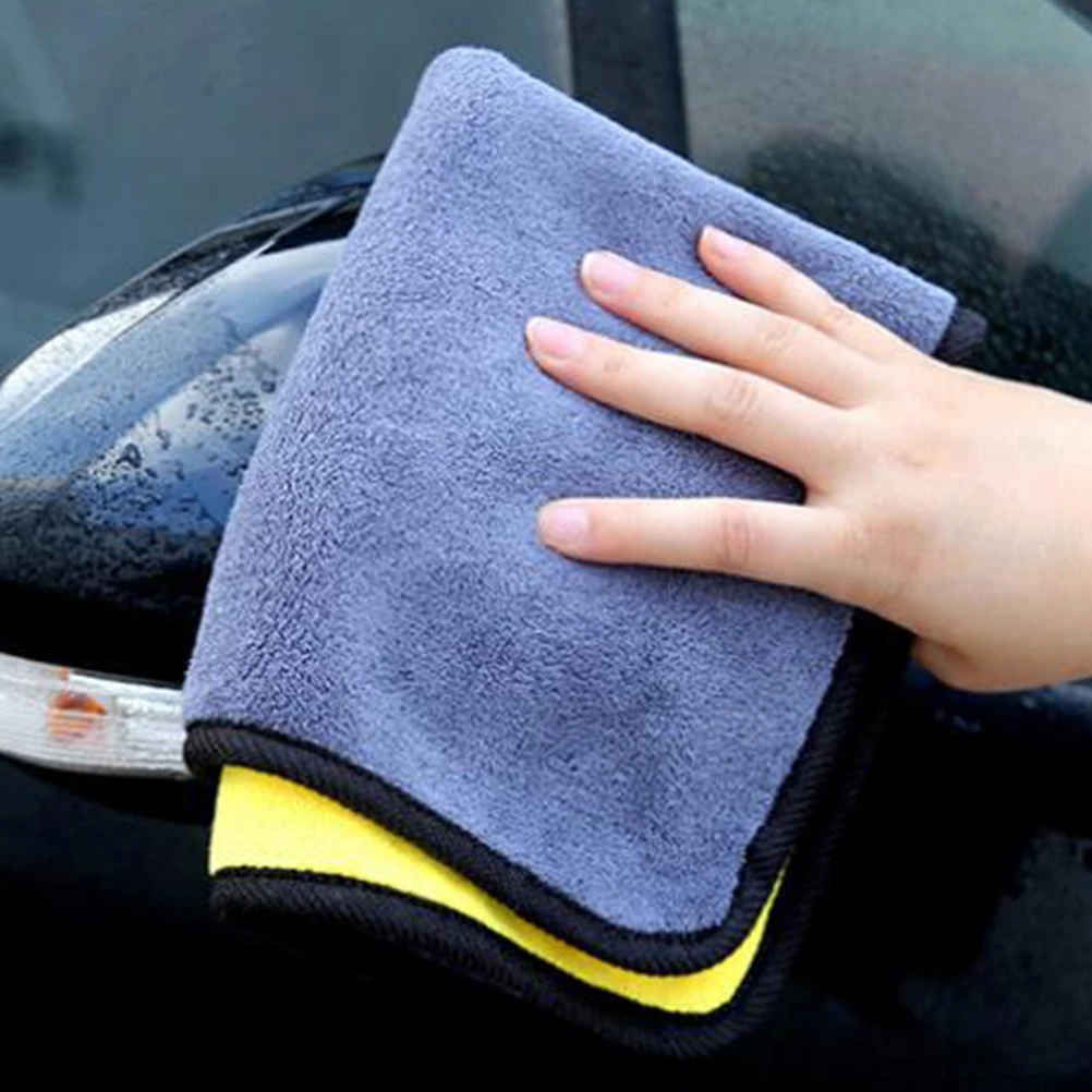 

2 pcs 600G Microfiber Cleaning Cloth Double Sided Thick Absorbent Car Wash Towel Fast Drying Scratch Free For Cars Trucks