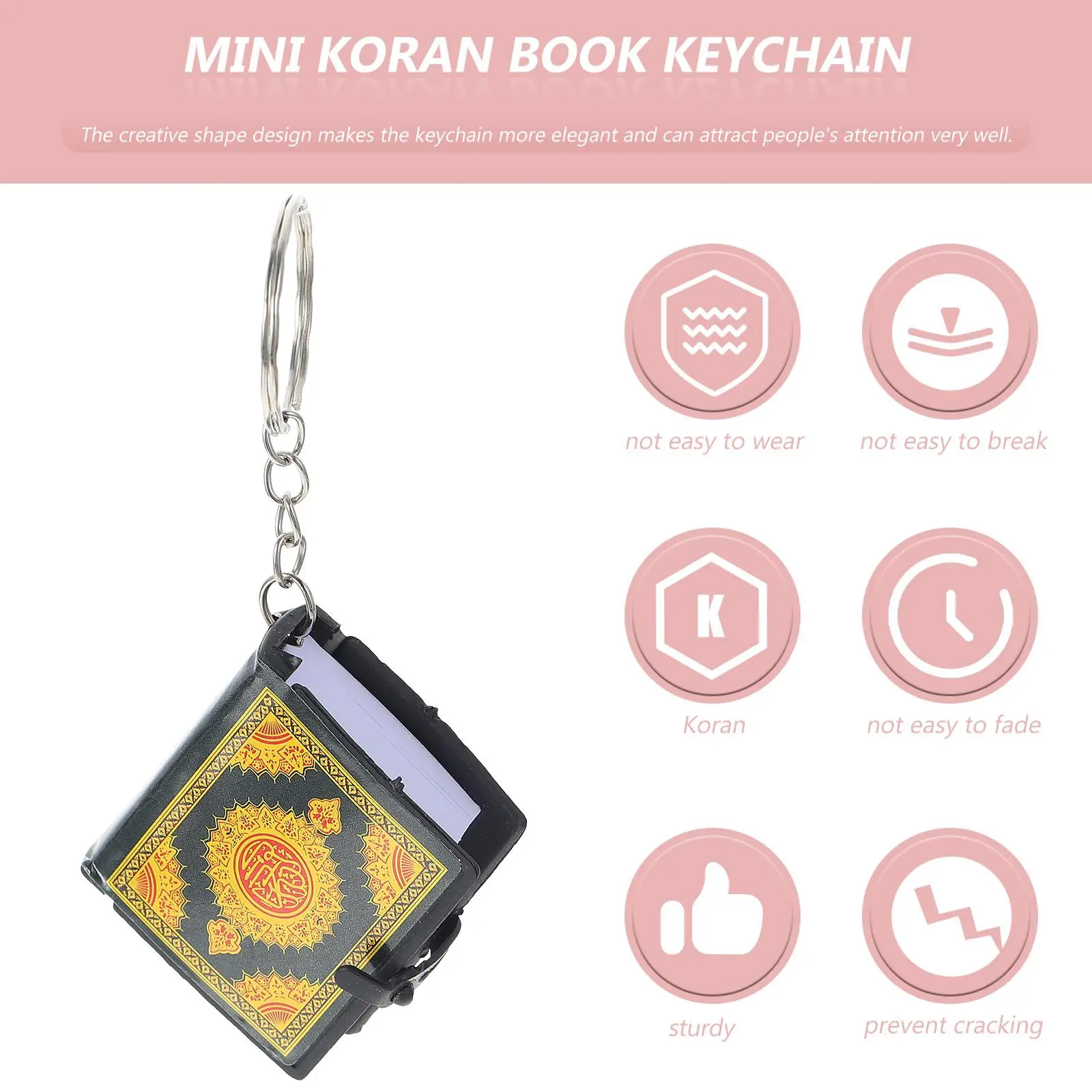 6 Pcs Quran Keychain Pendant Religion of The Lid Vintage Koran Ring Plastic Muslim Keyring Wallet