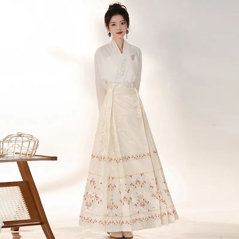 Chunjiang Banquet New Chinese Style Women's Clothing Ming System Modified Hanfu Adult Black Horse Face Skirt Suit Skirt