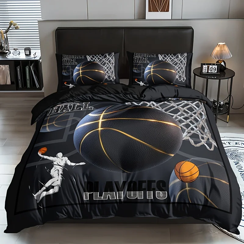 

Sports Basketball Duvet Cover Set Soft And Breathable HD Printing Bedding Set For Home Dormitory