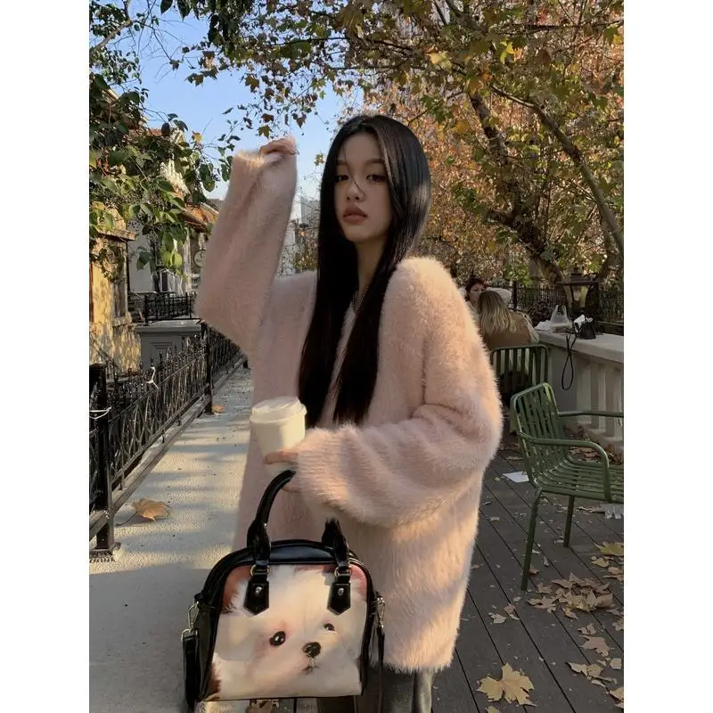 Pullover knitted sweater for women autumn and winter niche design high-end loose and gentle Korean sweater pullover female top