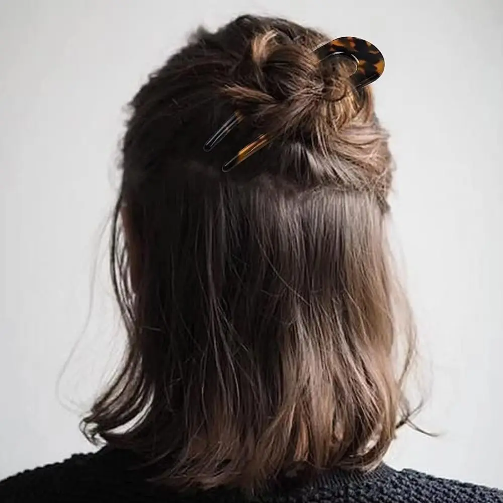 Fashion U-Shaped Hair Fork Acetate Headwear Hair Sticks Geometric Design Hair Bun for Women Girls