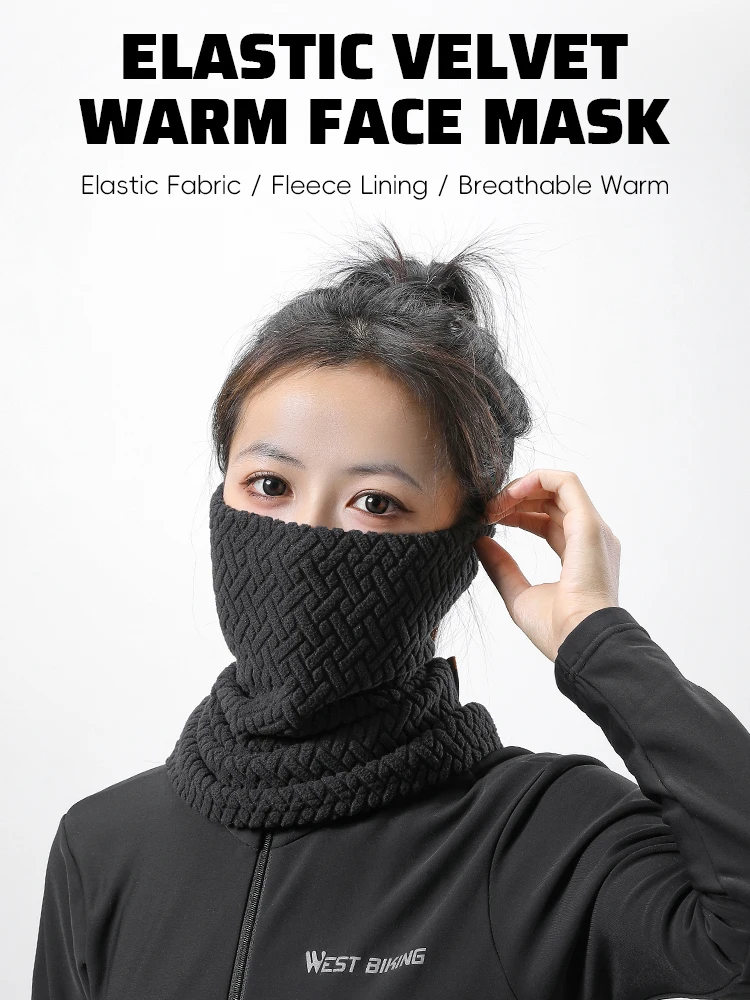 AliExpress West Biking WEST BIKING Winter Cycling Scarf Thick Fleece Neck Double Layer Warmer Jacquard Windproof Bandana Thermal Sport Gear for Outdoor