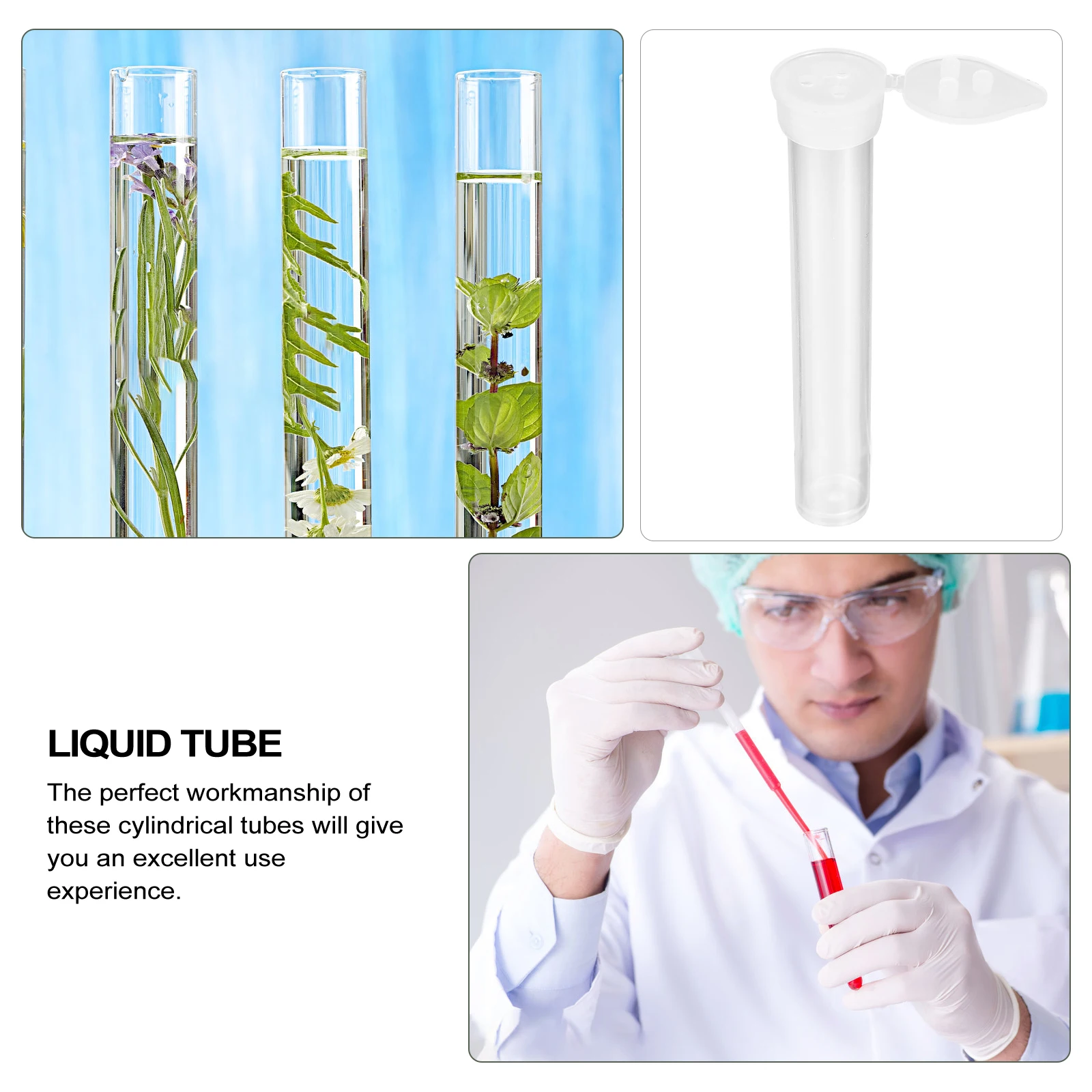 

100pcs Test Tube Bottles 3G Three Holes Lid Plastic Cylindrical Lightweight Storage Containers For Lab Use Liquid Tubes Sturdy