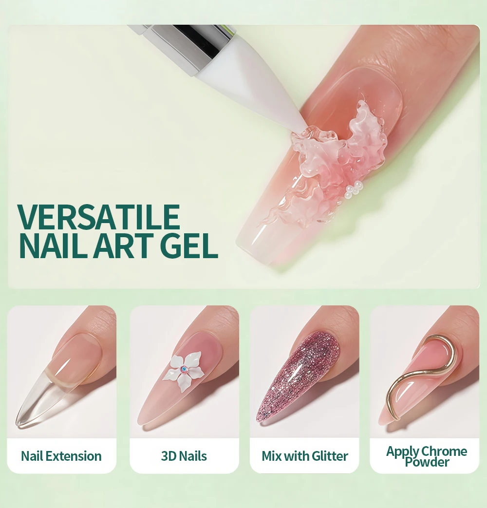 Nailpop Nicht klebriges, ausziehbares Gel ohne TPO/HEMA für Kristall-Nagelspitzen, Bildhauerei und selbstklebende Haftung von Strasssteinen, langlebiges Heimwerken – Detail 4