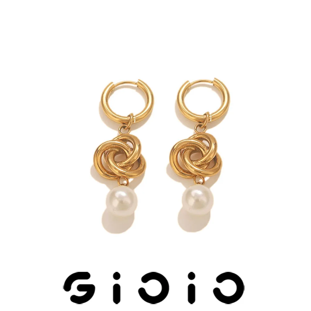 

GIOIO Simple Style Stainless Steel Retro Earrings Fashion Luxury Imitation Pearl Earrings Pendant For Women Waterproof Jewelry
