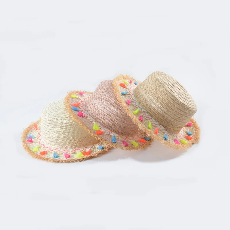 

Outdoor Children's holiday beach hats Sring Summer Beach Fashion StrawHat Sunshade Sun Hat Hollow Breathable TrendyFisherman Hat