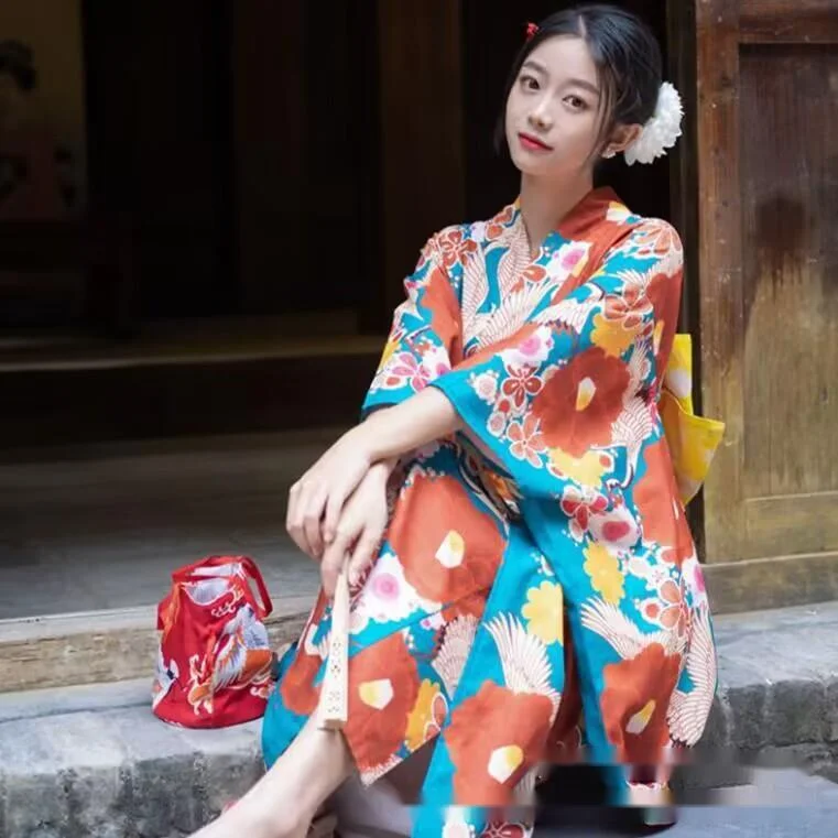 New kimono women Japanese improved kimono yukata lovely girl travel photo clothing