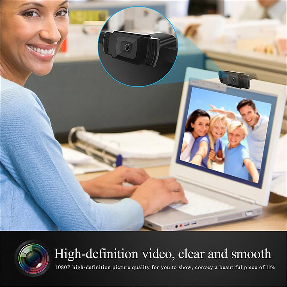 30fps Auto Focus Web Cam 1080P Webcam 30fps Auto Focus Web Cam Noise-reduction MIC Laptop Camera USB Plug & Play Noise-reduction