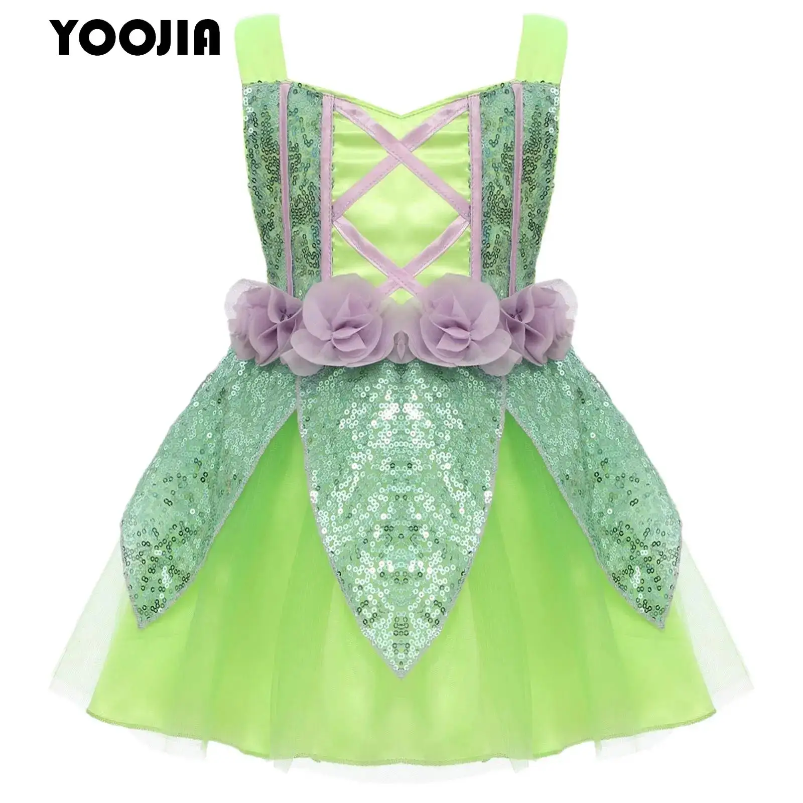 

Toddler Halloween Fairy Costume Baby Girls Princess Tutu Dress Sleeveless Flower Sequins Elves Dress Carnival Party Dress Up