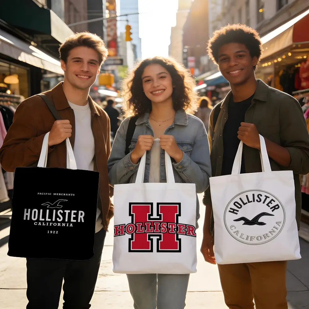 Bolsas de armazenamento dupla face, grande, lavável, unissex, reutilizável, para compras no mercado, escola, dia a dia, H-Hollister