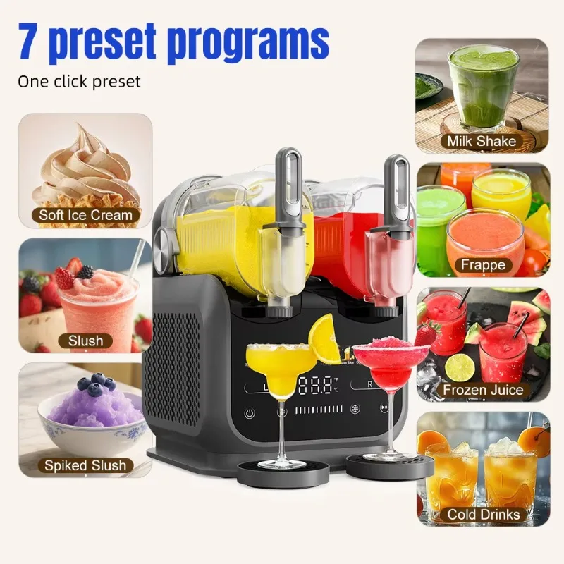 1.8L * 2 آلة سلوشي التجارية آلة المشروبات المجمدة طين تجاري 8 وظائف ماتشا مارغريتا كوكتيل الآيس كريم