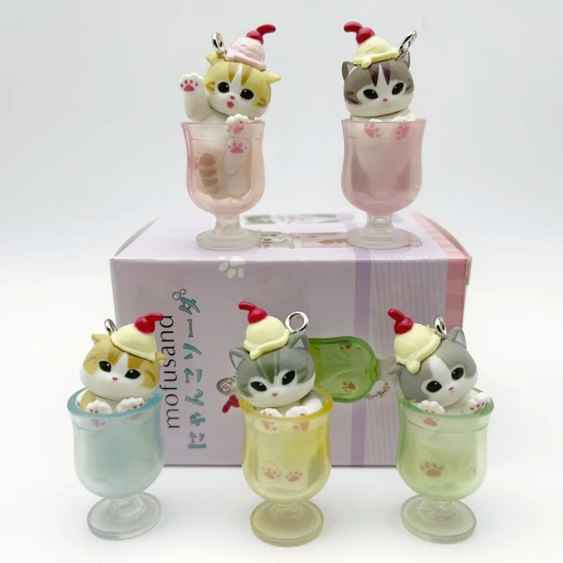 

New Arrival Replica Blind Box Toy Lucky Cat Sandy Mofusand Kawaii Cat Pudding Cold Drink Pendant Ornaments Desktop Toys Gifts
