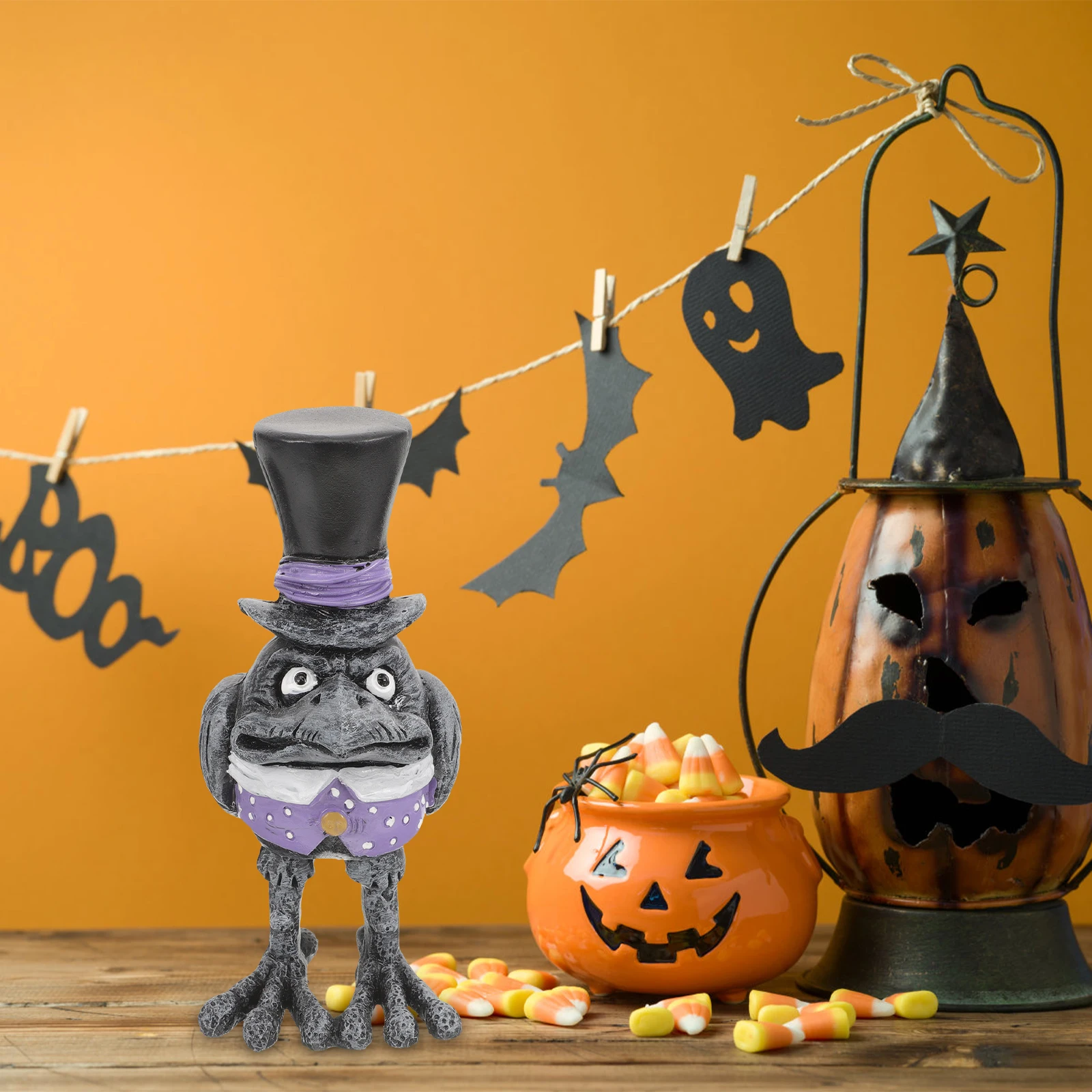 

Halloween Crow Statue Purple Resin Scary Props Home Party Haunted House Cartoon Lawn Yard Ornament Garden Decor