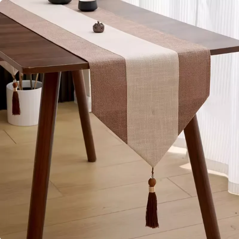 Chinese Zen Tea Table Runner Thick Cotton Linen Long Tablecloth Tea Mat Cloth for Tea Room & Tea Art