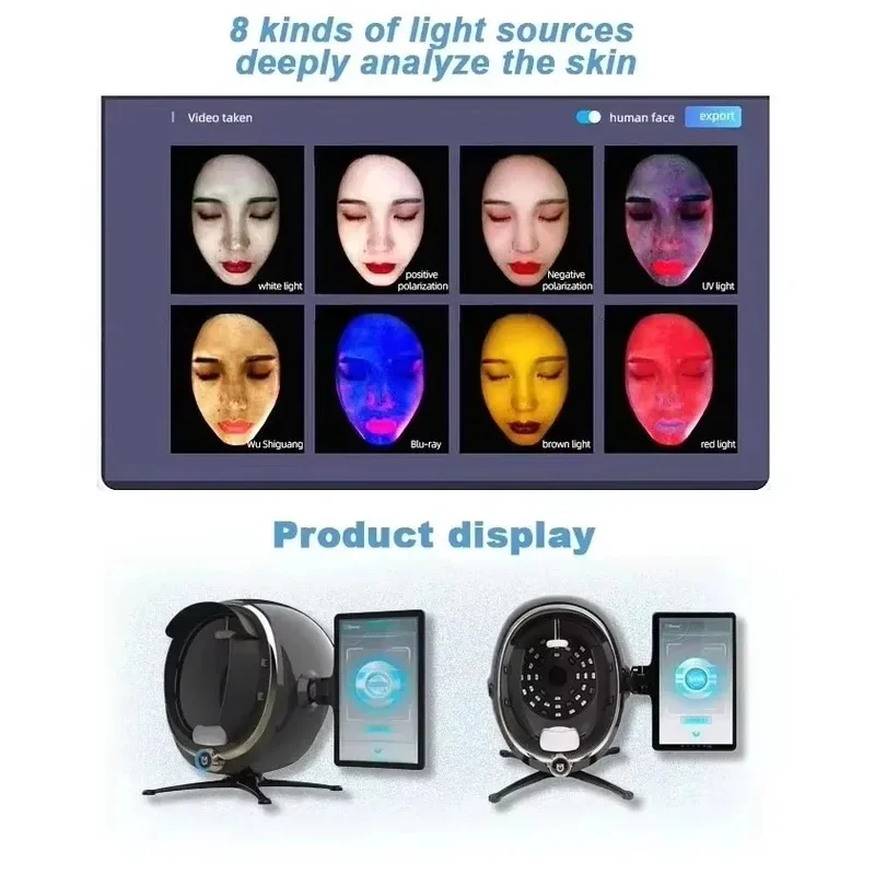 

3D Skin Scanner Care Facial Analyzer Monitor Machine Magic Mirror Portable Testing English Detector Face Camera Test Analysis