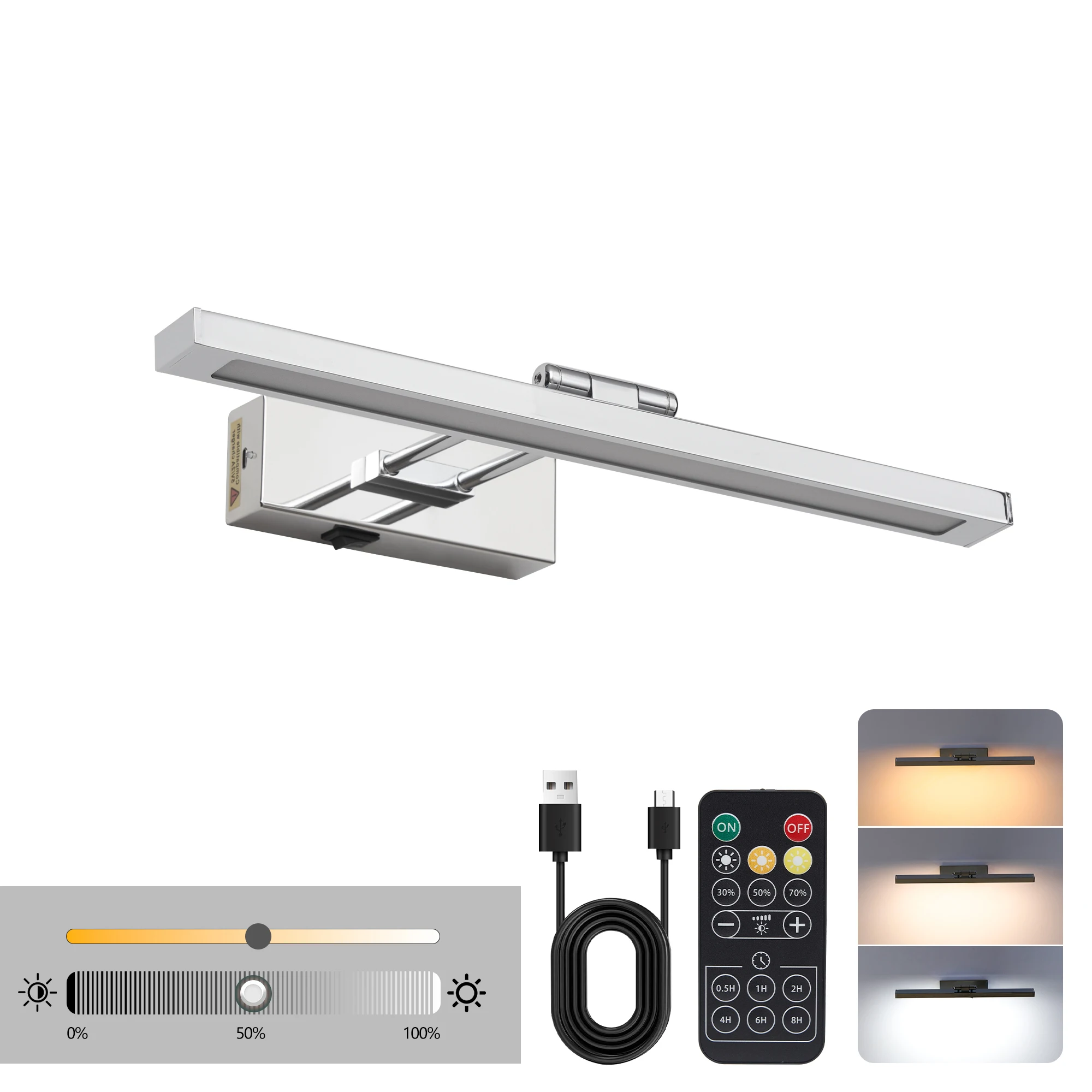 

FAISHILAN Modern LED Indoor Wall Sconce, 3 CCT Adjustable with Remote Control, USB Powered Adjustable Arm for Bedroom Makeup