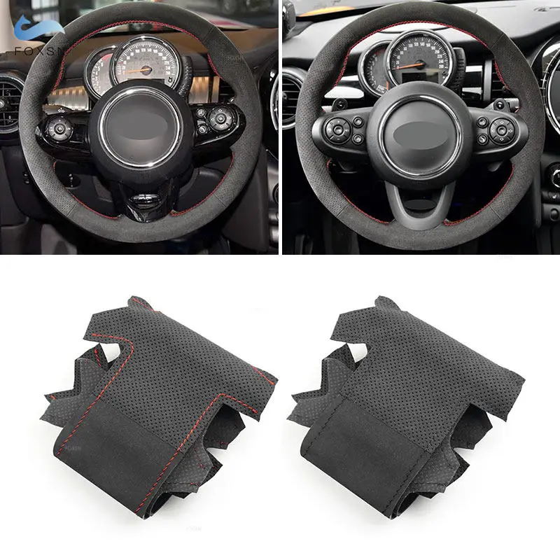 Car Steering Wheel Suede Leather Cover Trim For HIGH-configuration 2017 2018 Mini Cooper F54 F55 F57 F60 R50 R52 R56 R59 S JCW