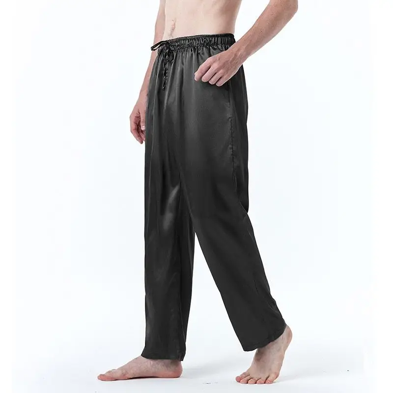 Glossy Satin Silk Cool Men Casual Pants Streetwear Sports Plus Size Satin Loose Trousers