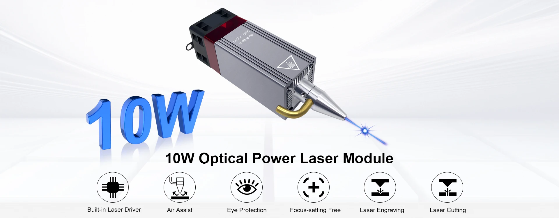 LASER BAUM 450nm 80W High Power Laser Kopf mit Air Assist, Metall Düse, TTL / PWM Schneiden Gravur Laser Modul – Detail 1