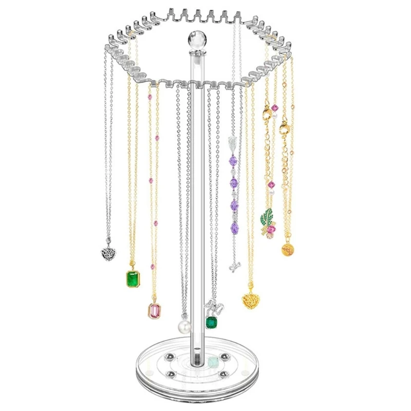 

Versatile Necklace Holder Shelves Rotating Designed Necklace Holder Space Efficient Clear Acrylic Neck Chain Rack Drop shipping