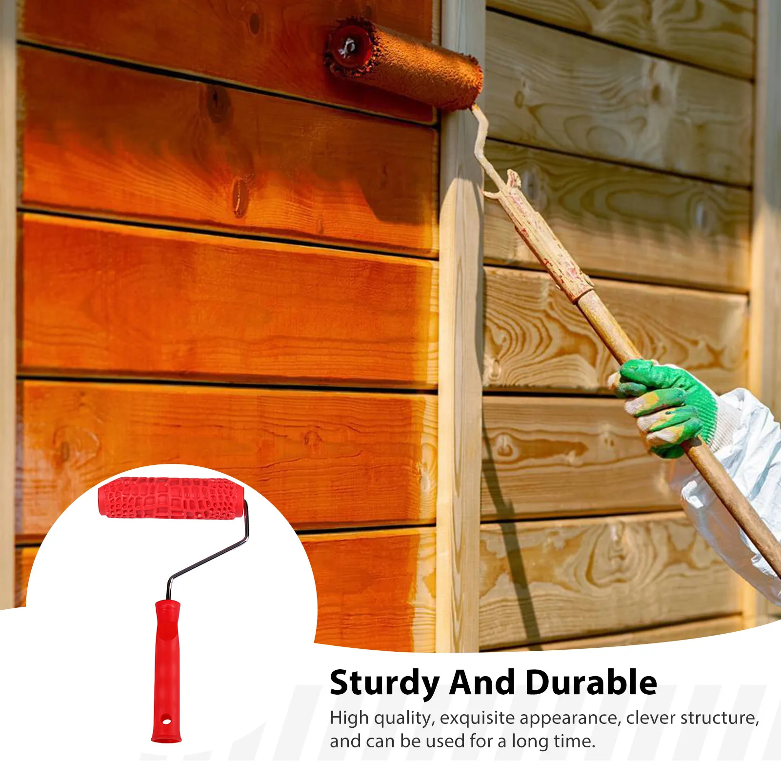 

Red Plastic Handle Paint Roller for Textured Wall Art Lightweight Honeycomb Pattern for Decorative Wall Finishing