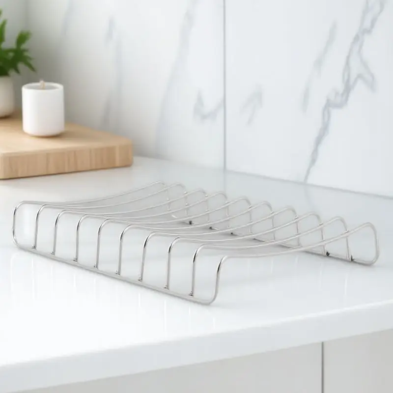 

1Pcs Stainless Steel Soap Box with Water Drain Holes Central Protruding Tray Slightly Raised Edges for Bathroom Sink Soap Stand