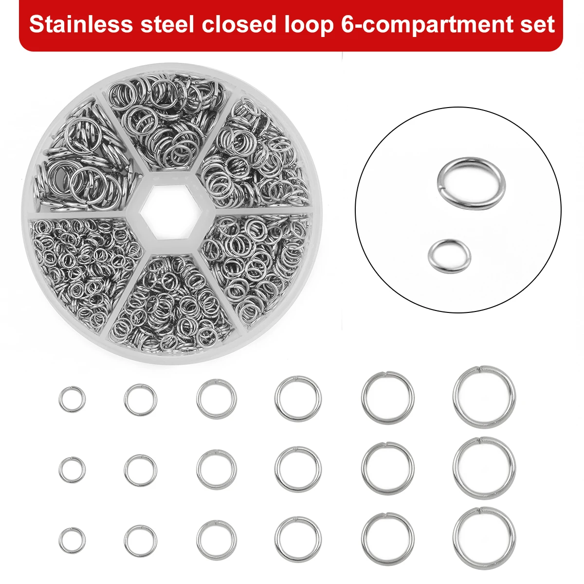 1200pcs/Box 4/5/6/7/8/10mm O-ring Connector Metal Open Jump Ring Set Stainless Steel Jump Ring For DIY Bracelet Earring Necklace