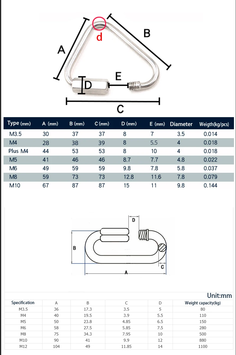 304 Stainless Steel Oval Connecting Ring Rock Climbing Carabiner Equipment Fast Security Outdoor Link Buckle