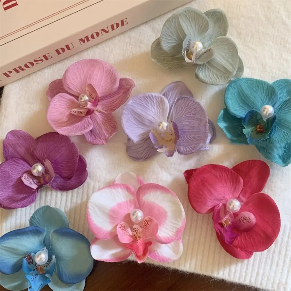 Pinza para el pelo de flor de orquídeas rosa, adorno para el pelo, tocado, horquilla de orquídeas, pasadores laterales, accesorios para el cabello, pasadores bohemios para novia