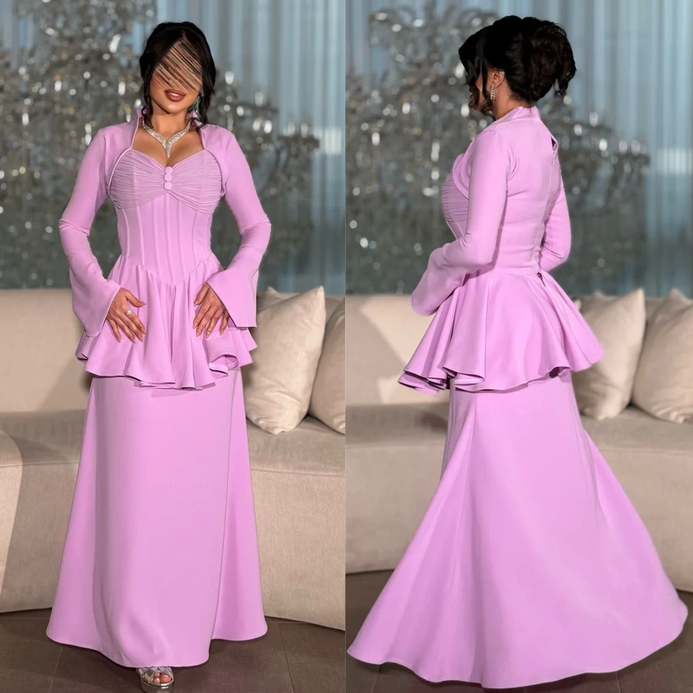 

Customized Modern Style Sizes Available Jersey Ruched Ruffle Button Straight High Collar Long Dresses Bespoke Occasion Dresses