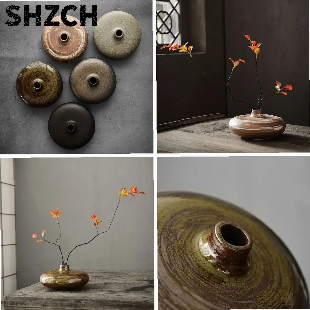 Vintage Grobporzellan-Vase, Handgefertigte Dekorative Kunst für Wohnzimmer & Inneneinrichtung Blumenarrangement