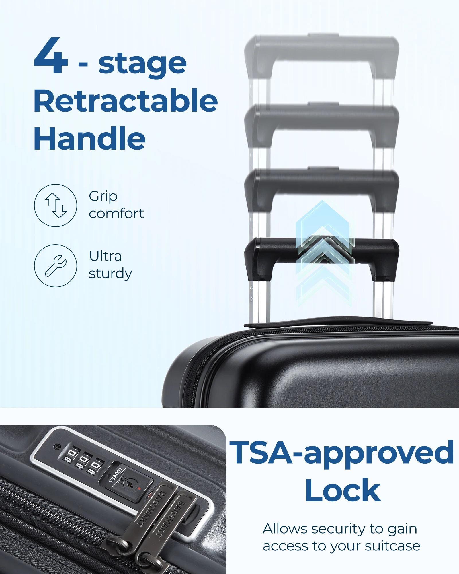 BAGSMART 20 Inch Hardside Suitcase Airline Approved Carry On Luggage With Spinner Wheels And TSA Lock Lightweight PC For Travel view 5