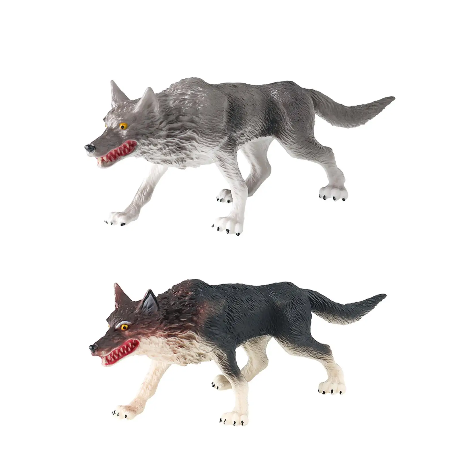 Mini Wolf Figurine Cake Toppers Miniature Animal Toy Realistic Detailed Action Figure for Toddlers Children Boys Girls Kids