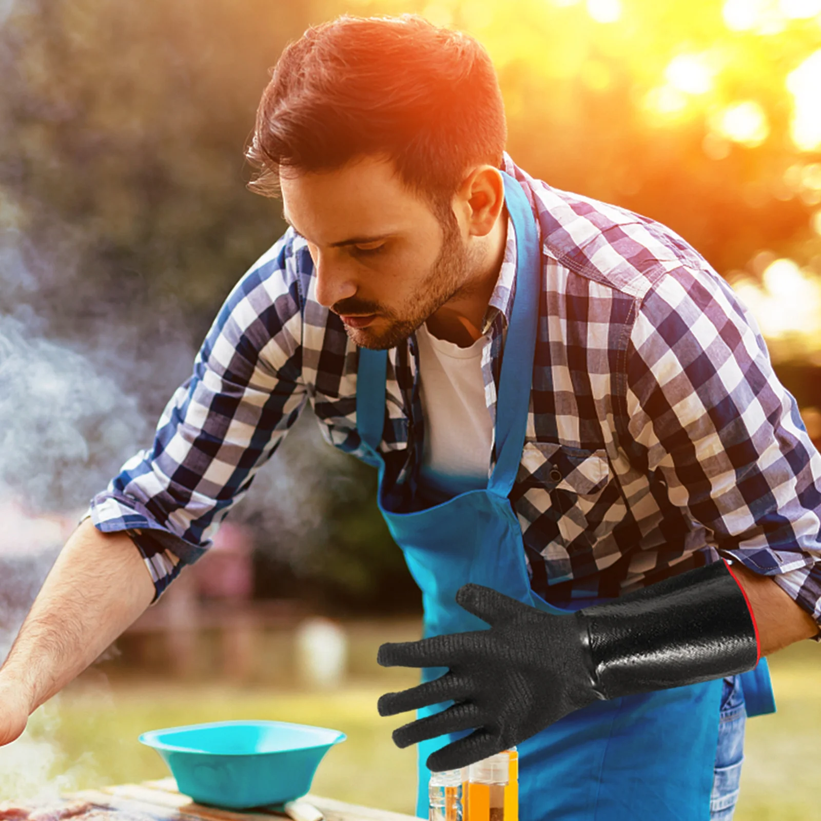 

1Pair Heat Resistant Gloves Neoprene Bbq Oven Fire-Resistant Cooking Gloves High Temperature Proof Skid Resistance Durable Hand