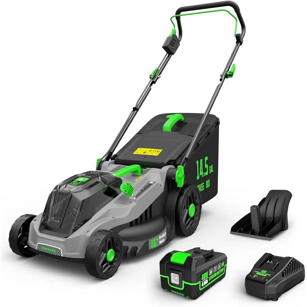 

40V 16-Inch BrushlCordlLawn Mower with 4.0Ah Battery & , 2-in-1 Electric Push Mower, 5-Position Height Adjusent, Lightweight, Co