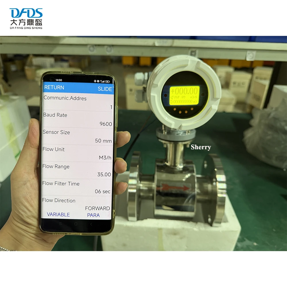 SS304 SS316 شفة ذكية على الإنترنت عرض موصل مقياس الجريان الكهرومغناطيسي السائل مع بلوتوث