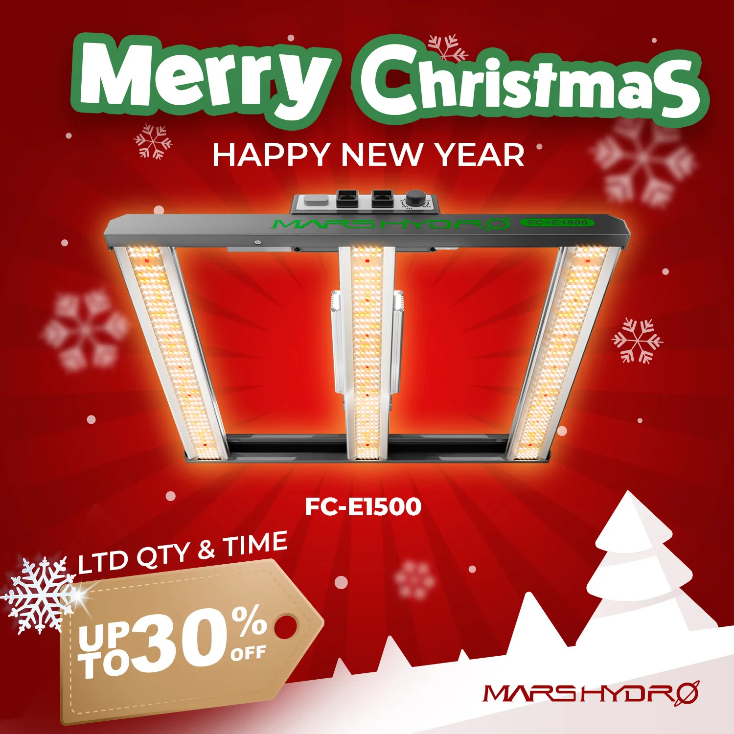 Mars Hydro LED Grow Light Dimmable FC-E1500 Bridgelux 150w LED Grow Light For 2.3'X2.3' Grow Tent