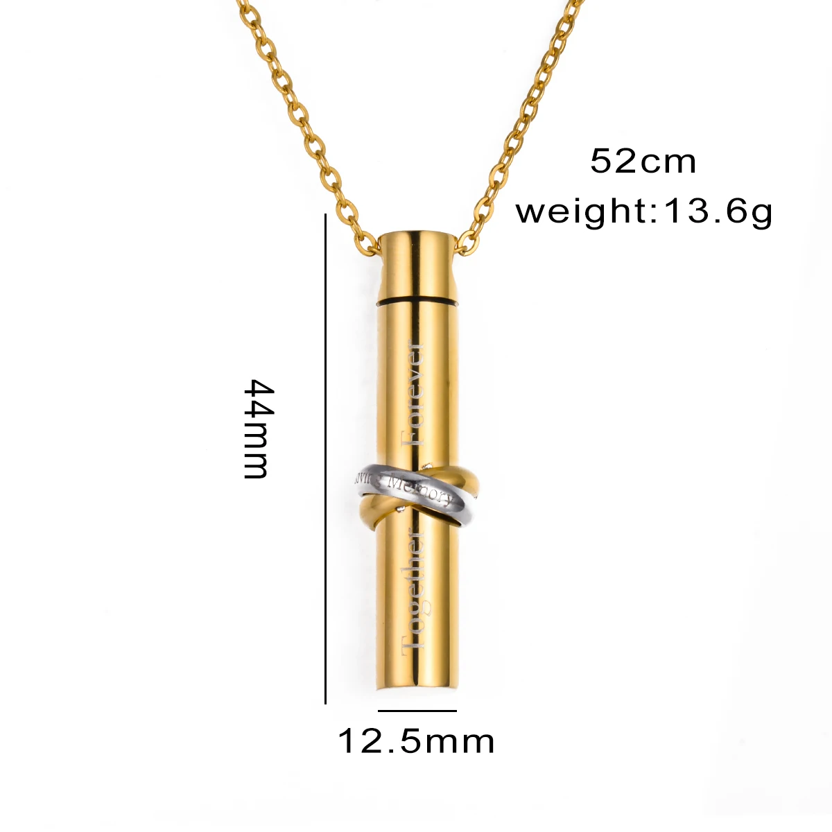 Together Forever Stainless Steel Cylinder Pendant Cremation Urn Memorial Keepsake Necklace For Pet/Human Ashes Jewelry Dropship