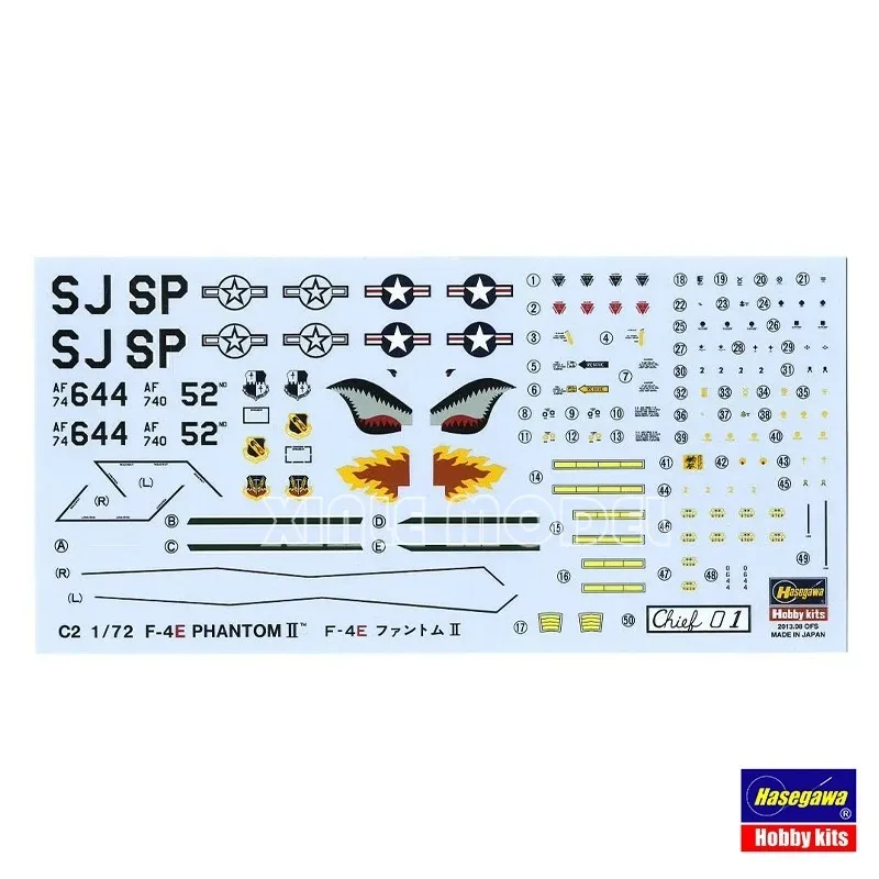Hasegawa 00332 F-4E Phantom II [Amerykański myśliwiec-bomber] 1/72 Militarny model do samodzielnego montażu, zabawka DIY, prezent kolekcjonerski
