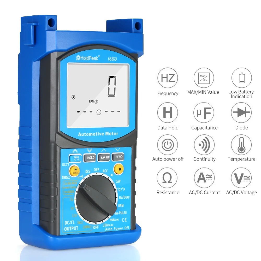 HP-6688D Digital Automotive Engine Analyzer Multimeter 6688D 1000V 20A Capacitance Resistance Diode Tester Voltmeter Ammeter