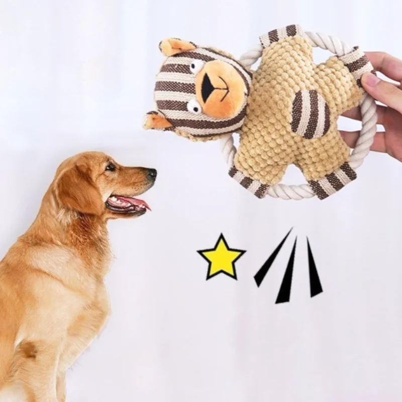 ألعاب تفاعلية للحيوانات الأليفة للكلاب، منتجات لعب بعقدة حبل قطنية، مستلزمات طحن الأسنان المقاومة للمطاط، لعبة صرير داخلية #2