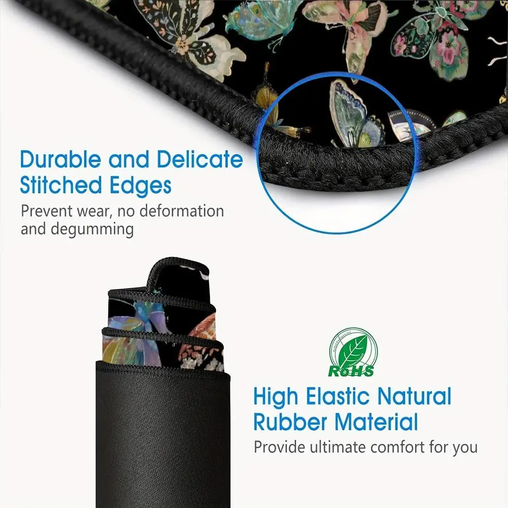 Большой коврик для мыши в стиле ретро с коричневым цветочным принтом, настольный коврик в стиле ретро с цветочным узором, подходит для офиса и домашнего декора.