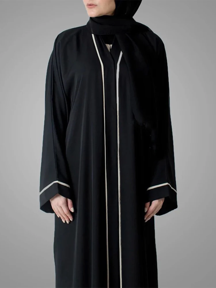 Imagem -03 - Ramadã Muçulmano Abaya para Mulheres Marroquino Saudita Dubai Kaftan Manga Longa Modesto Cintos Abertos Kimono Kebaya Jalabiyateid