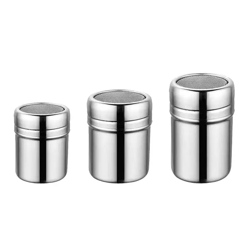 

Stainless Steel Sprinkle Powder Icing Sugar Cocoa Sugar Chocolate Flour Duster Shaker Tool Seasoning Bottle for Spices