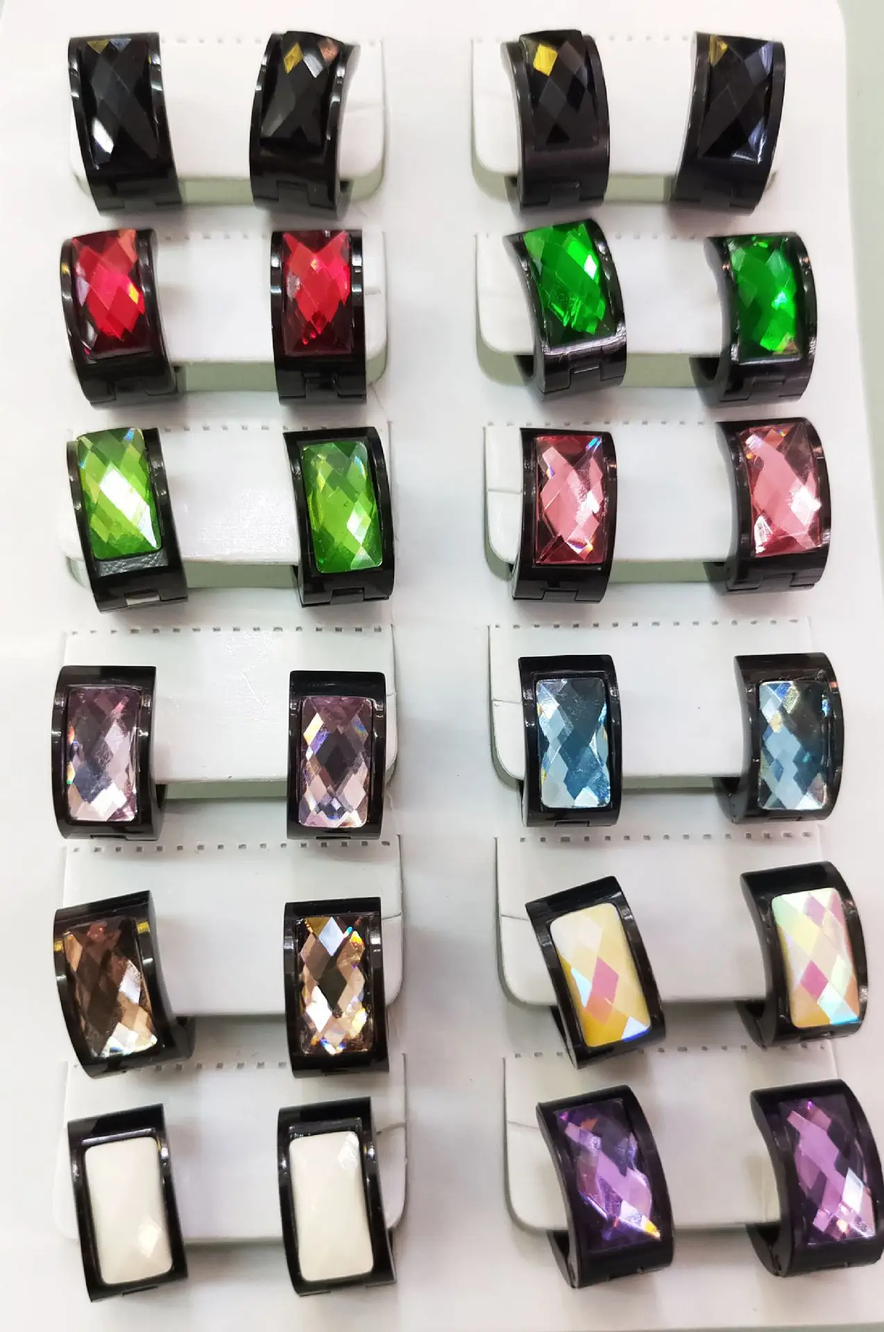 1Pair Stainless Steel Huggie Hoop Earring Women Jewelry Men Earrings 14 Colors Crystal Hoop Earrings Mix Styles